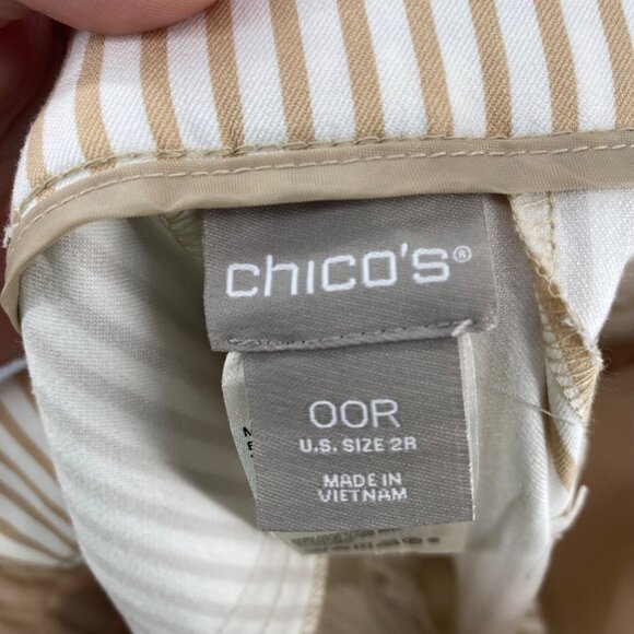 Chicos Pants Womens 00 US 2 Beige Stripe Straight Leg Stretch Office Career Work - Picture 5 of 11
